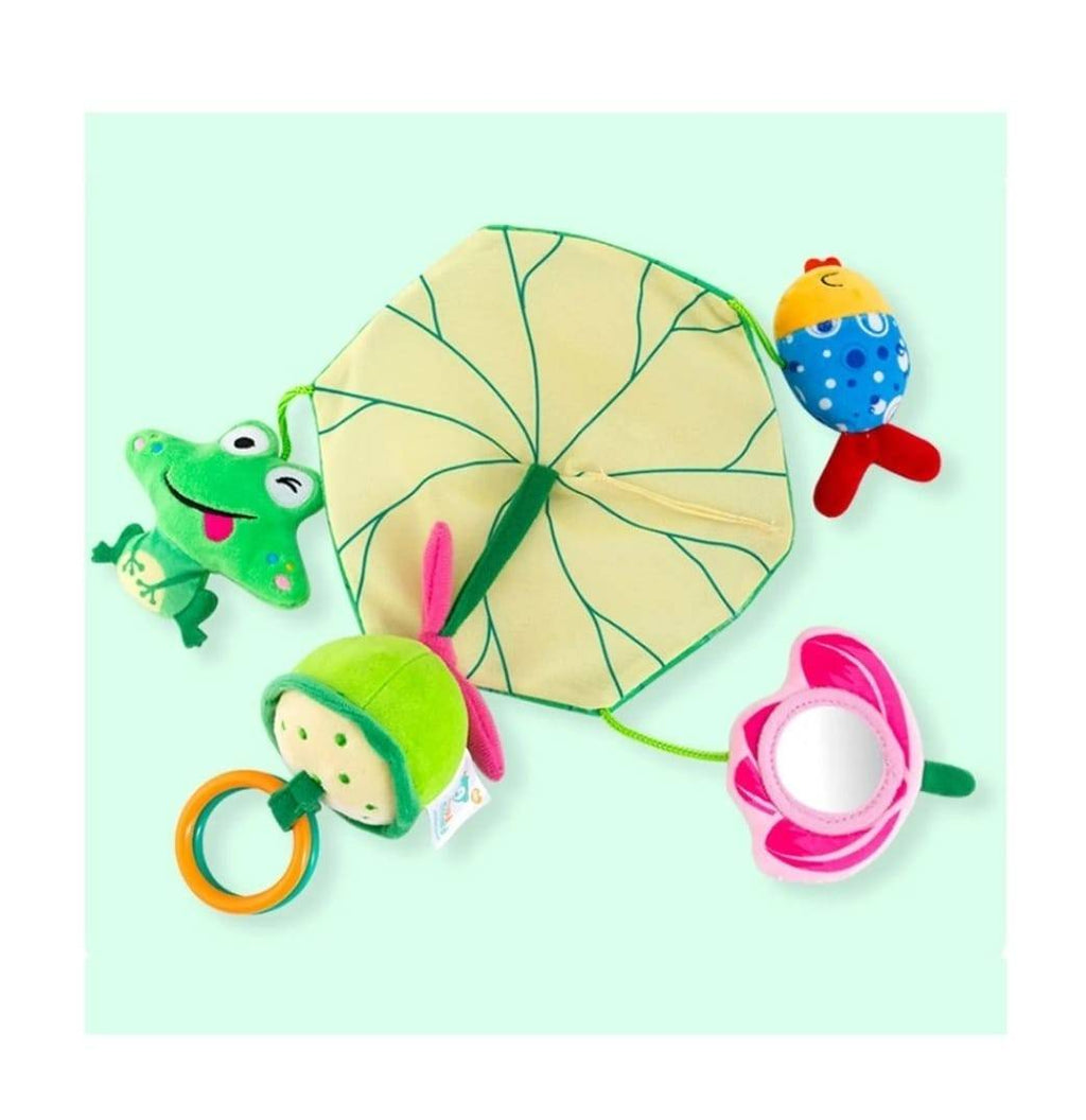 Jucarie multifunctionala pentru patut sau carucior, verde, 19 cm