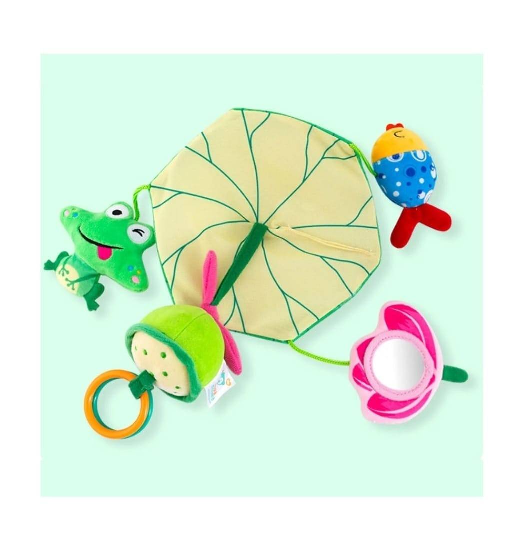 Jucarie multifunctionala pentru patut sau carucior, verde, 19 cm
