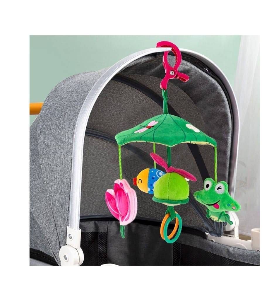 Jucarie multifunctionala pentru patut sau carucior, verde, 19 cm