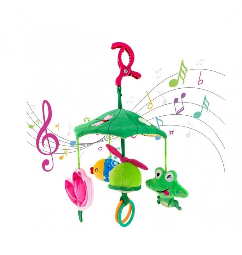 Jucarie multifunctionala pentru patut sau carucior, verde, 19 cm