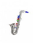 Jucarie muzicala, Saxofon de suflat, 8 clapete, argintiu, 39 cm
