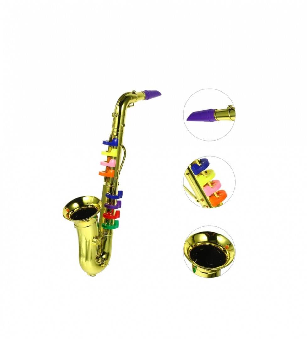 Jucarie muzicala, Saxofon de suflat, 8 clapete, auriu