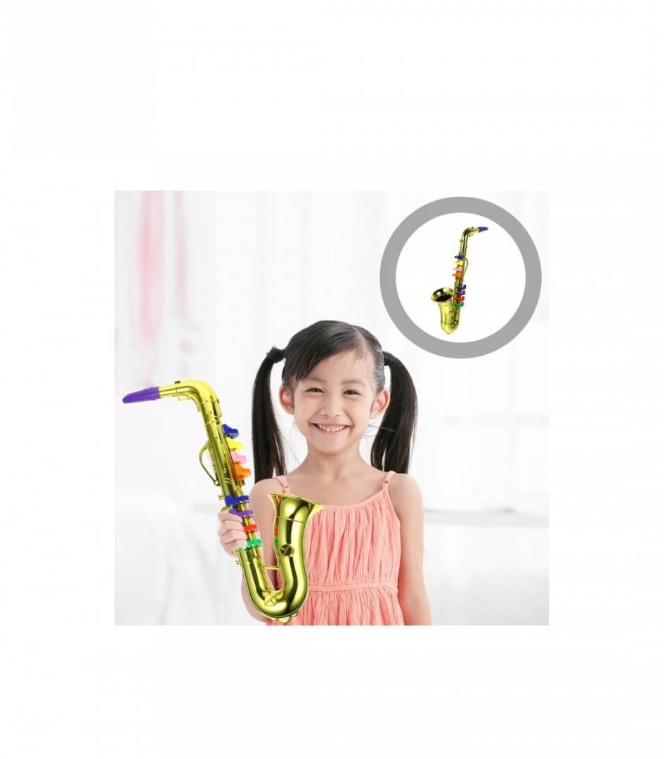 Jucarie muzicala, Saxofon de suflat, 8 clapete, auriu