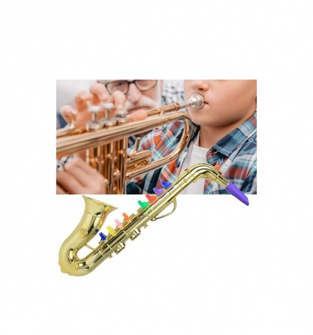 Jucarie muzicala, Saxofon de suflat, 8 clapete, auriu
