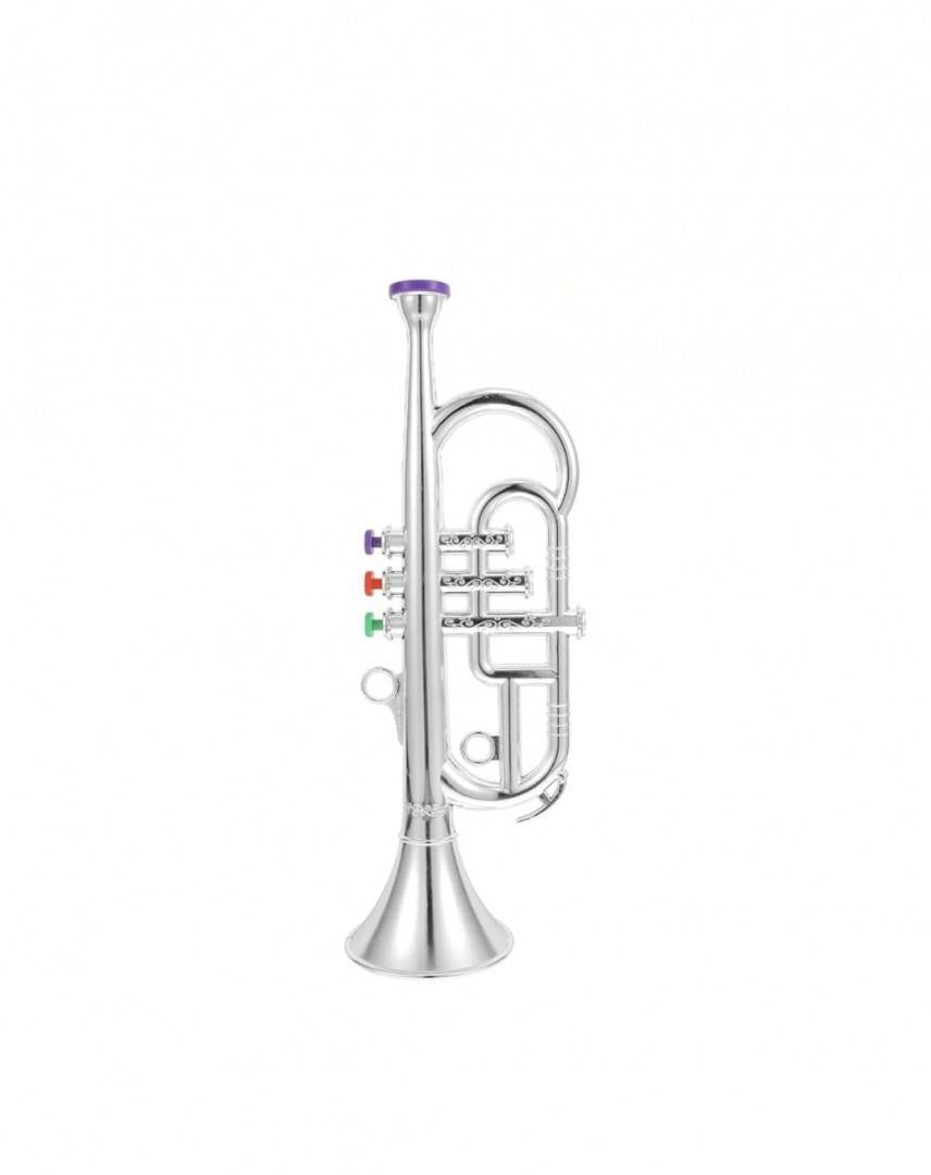 Jucarie muzicala Trompeta de suflat, 4 clape, argintiu, 35 cm