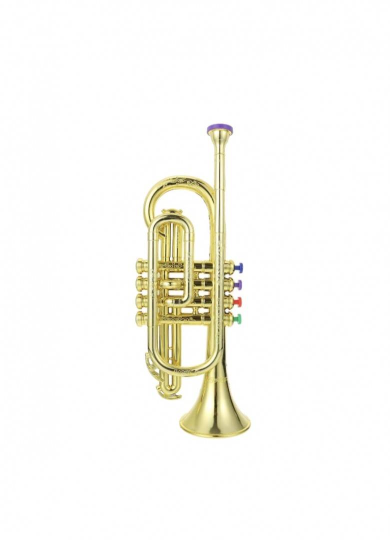 Jucarie muzicala Trompeta de suflat, 4 clape, auriu, 35 cm