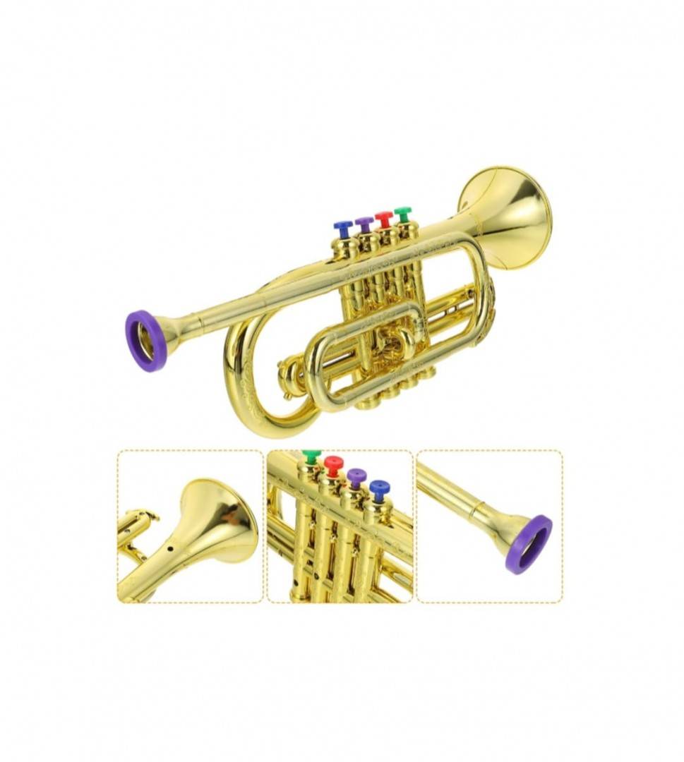 Jucarie muzicala Trompeta de suflat, 4 clape, auriu, 35 cm