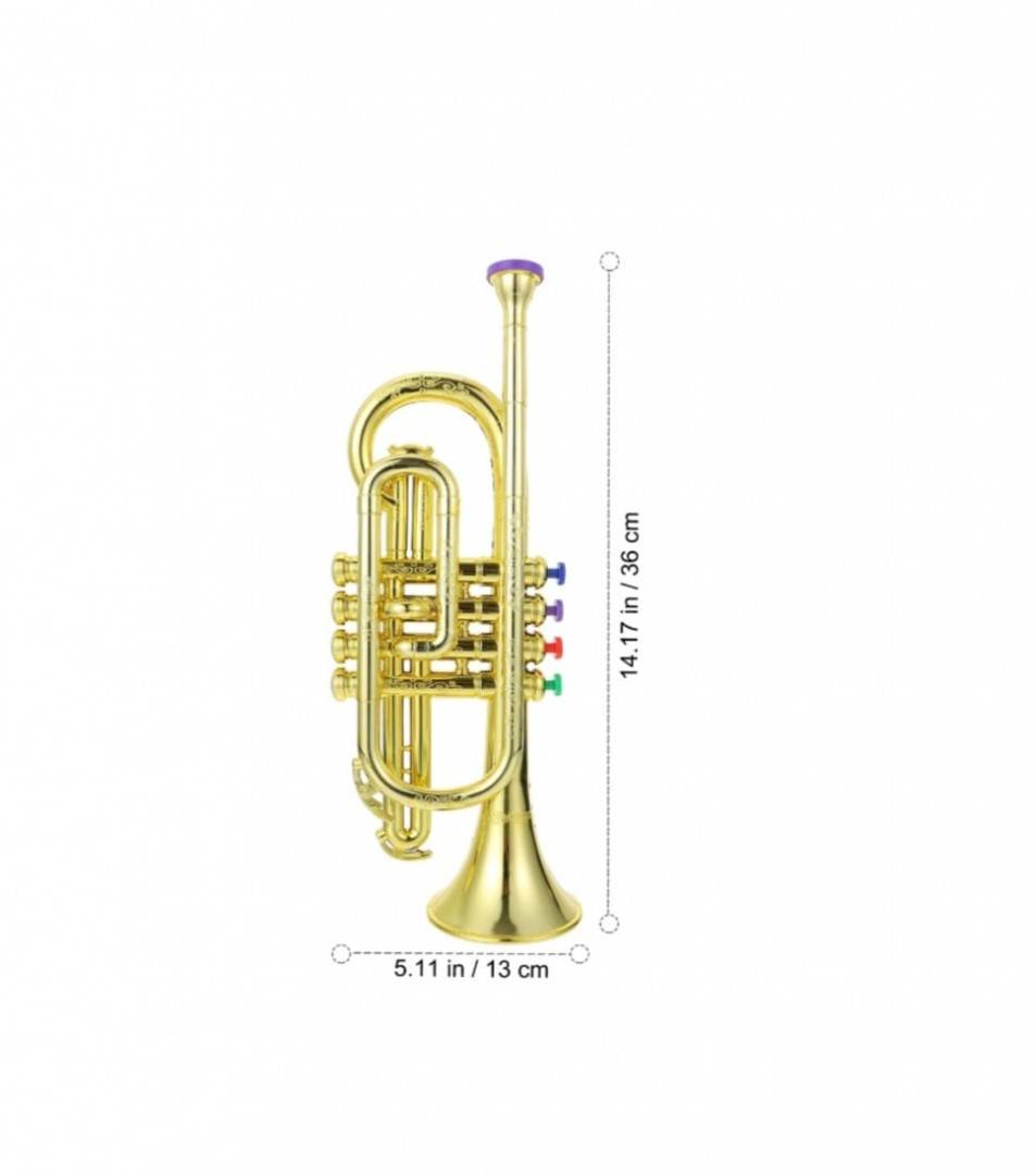 Jucarie muzicala Trompeta de suflat, 4 clape, auriu, 35 cm