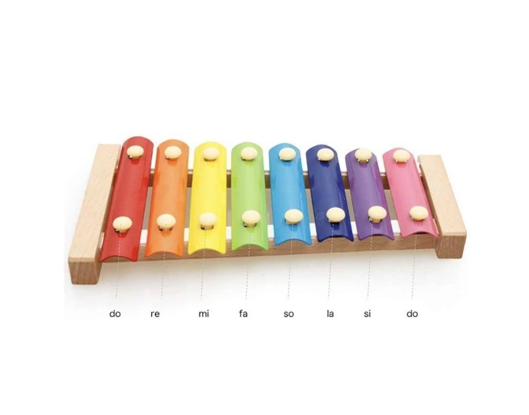 Jucarie Muzicala, Xilofon, 8 note, lemn, multicolor, 24 cm, 2 ani+