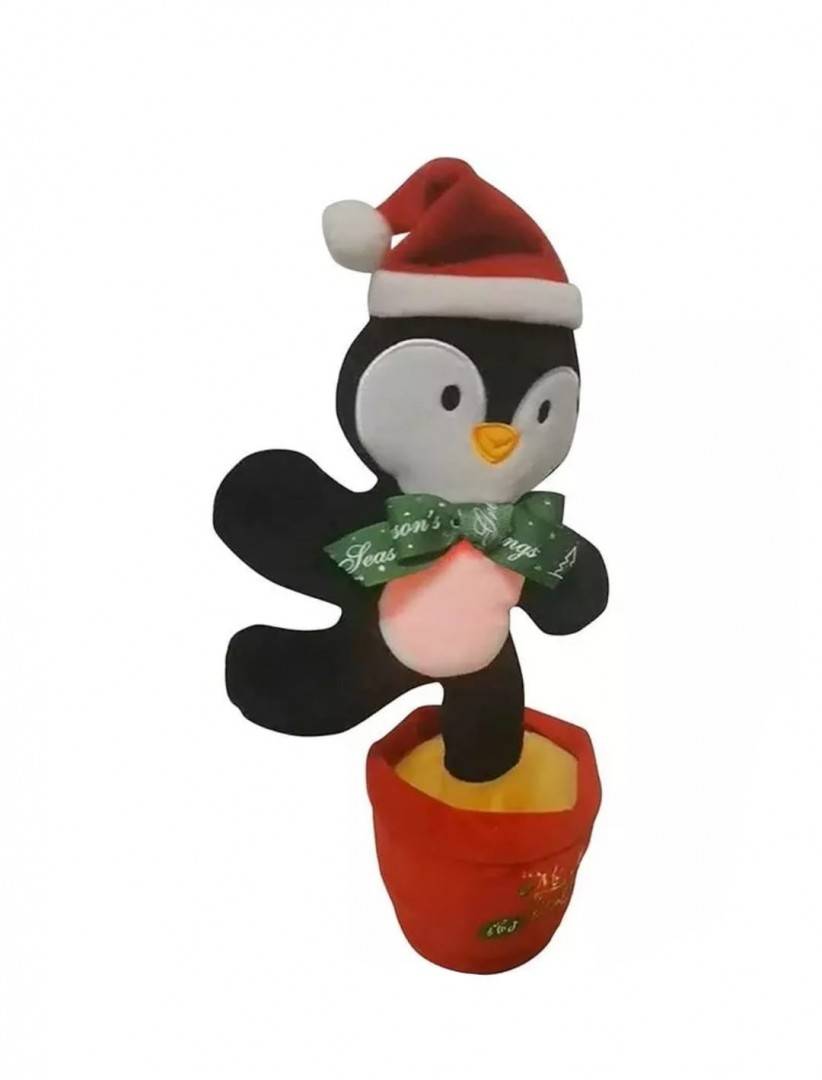 Jucarie Pinguin dansator care repeta, cablu USB, multicolor, 32 cm