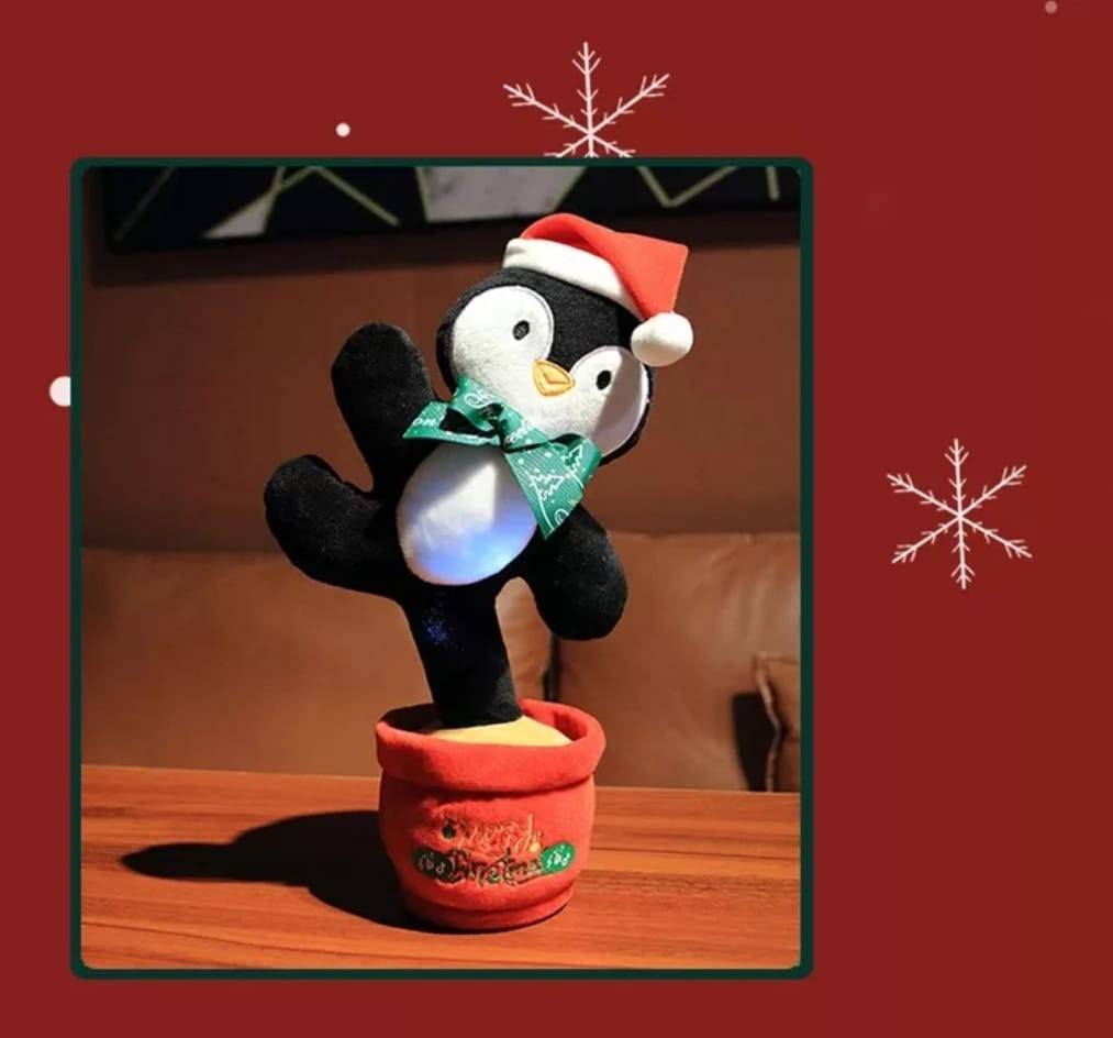 Jucarie Pinguin dansator care repeta, cablu USB, multicolor, 32 cm