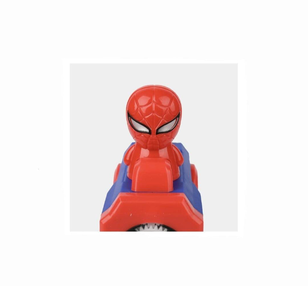 Jucarie Pistol de facut baloane de sapun, model Spiderman, rosu/albastru, 18.5 cm