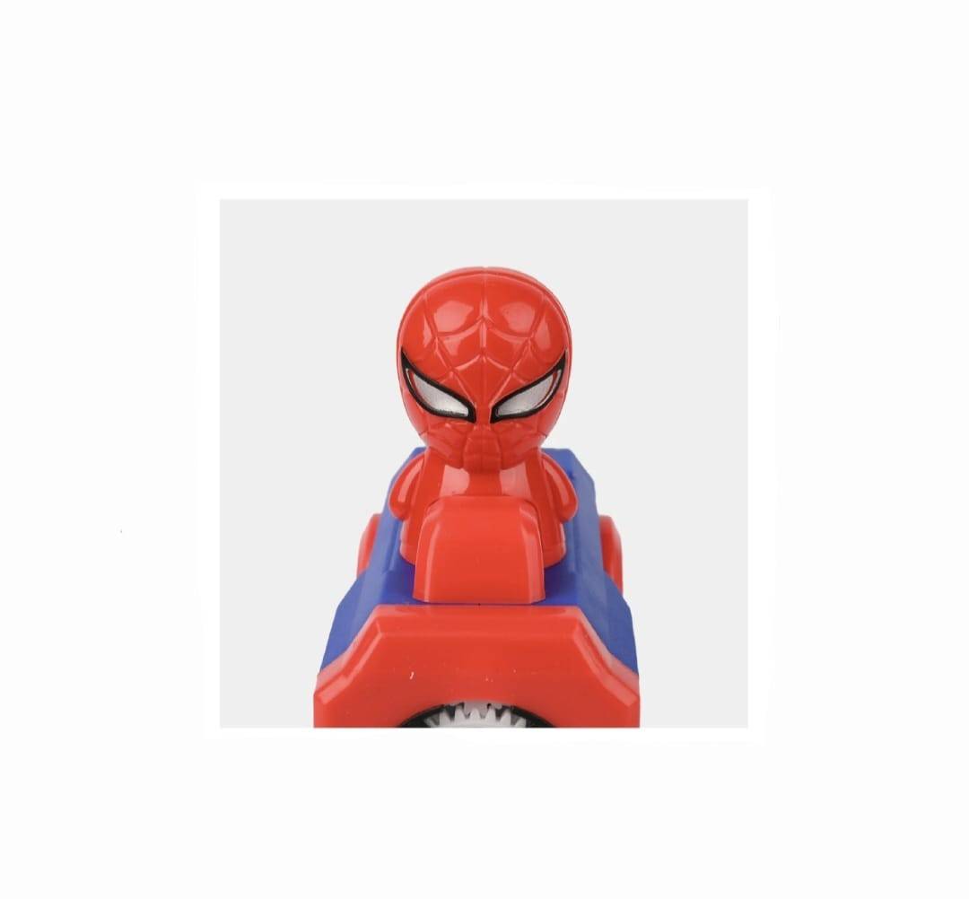 Jucarie Pistol de facut baloane de sapun, model Spiderman, rosu/albastru, 18.5 cm