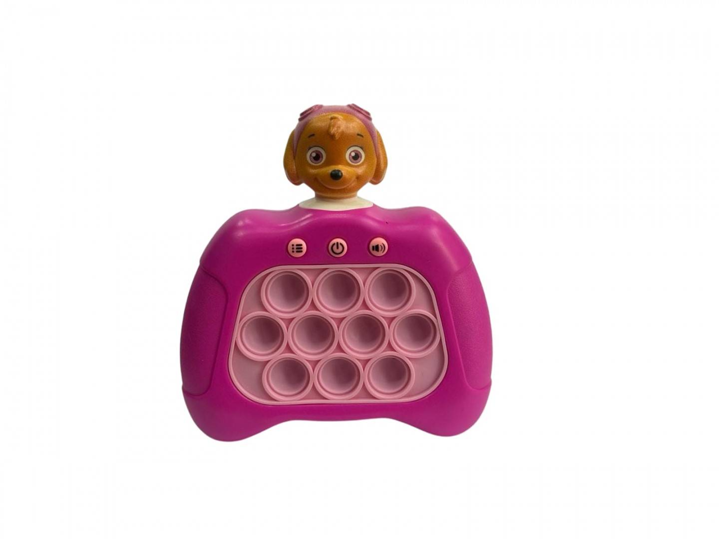Jucarie Pop it electrica Patrula, Bubble Push, pentru copii si adulti, sunet si lumini, roz, 13 cm