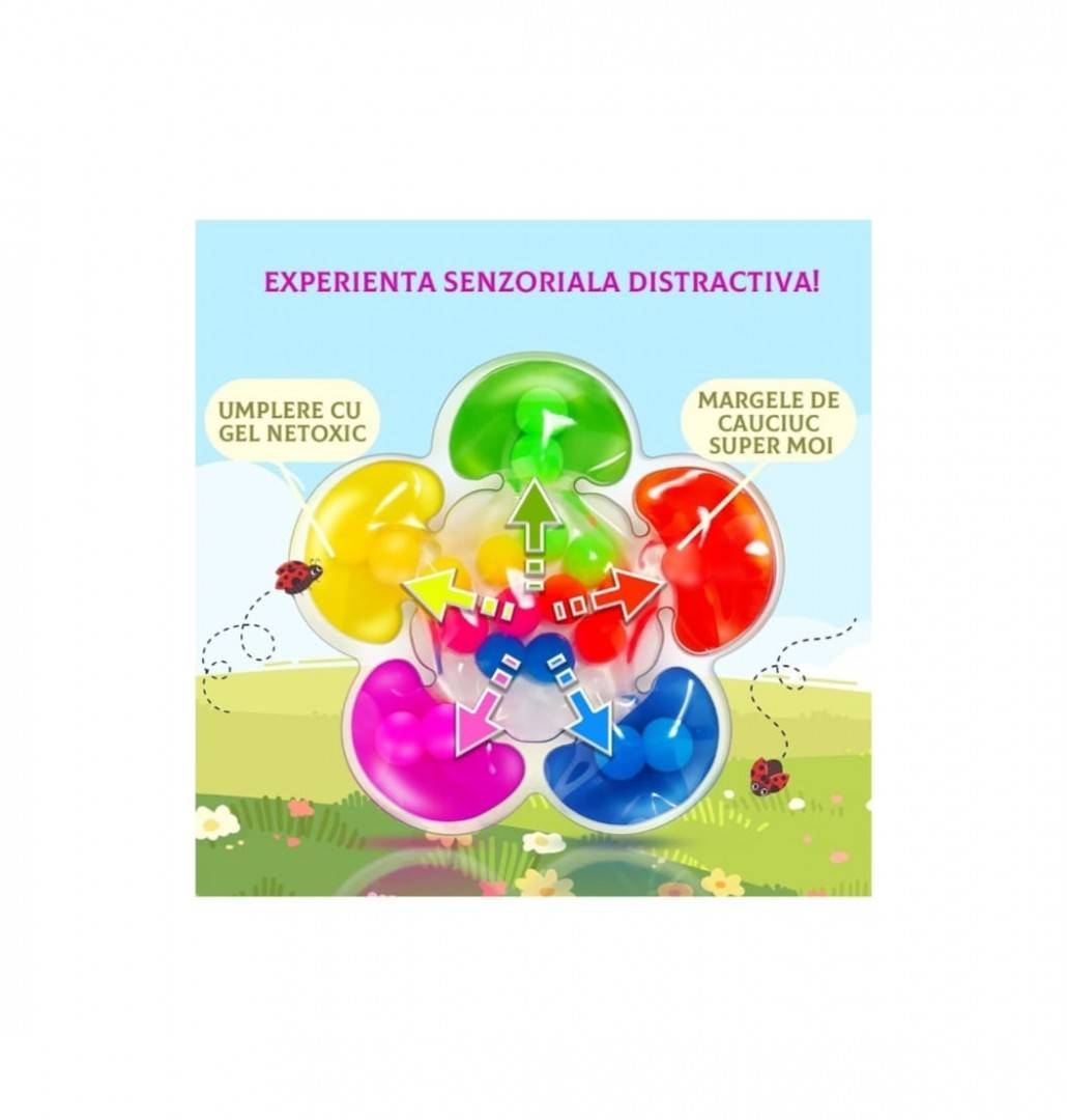Jucarie senzoriala antistres pentru sortarea culorilor, Floricica, multicolor