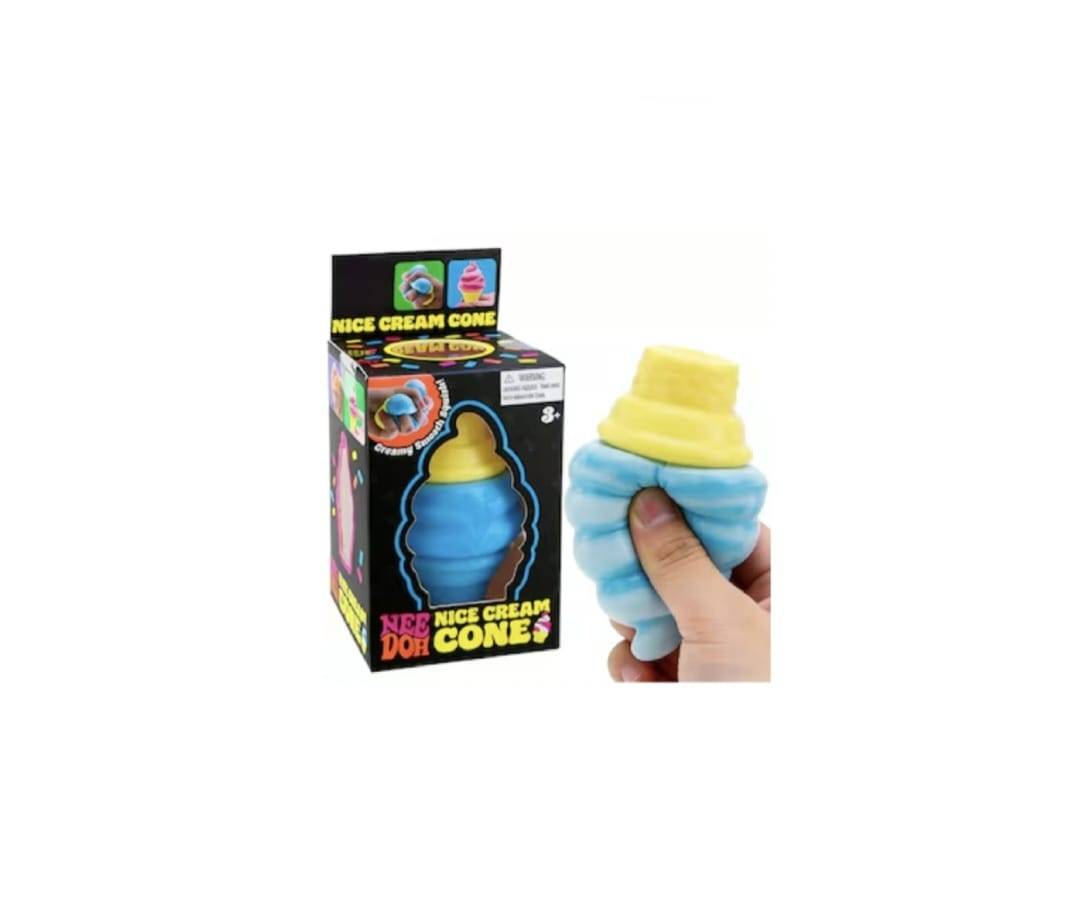 Jucarie senzoriala, Ice Cream Cornet, squishy, antistres, albastru/multicolor, 8 cm