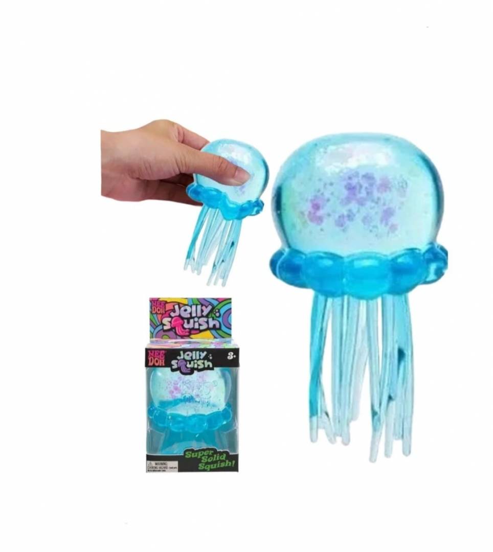 Jucarie senzoriala, Meduza, squishy, antistres, albastru, 8 cm