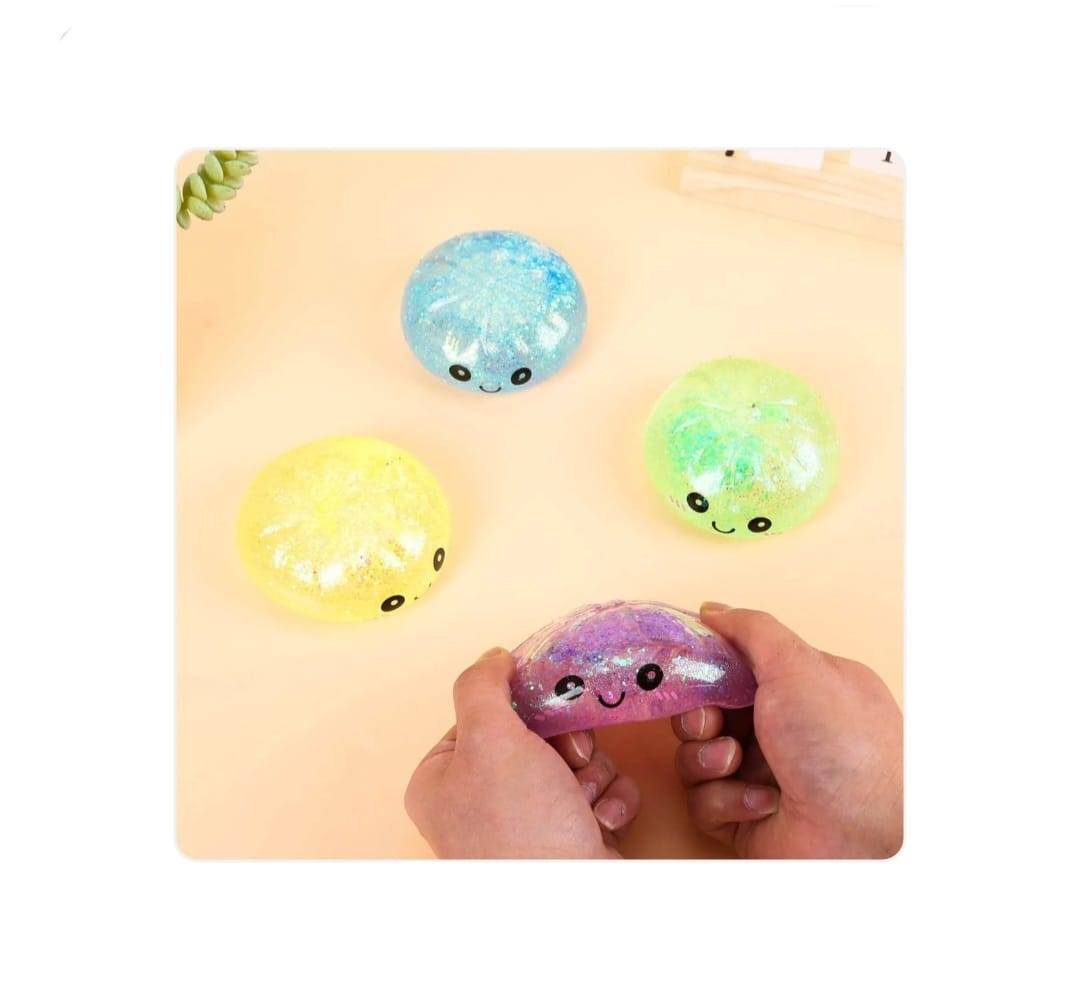 Jucărie Squishy Dumpling, model Gigantic, XXL, gălușcă cu sclipici, culoare surpriza în cutie 16 cm, glitter