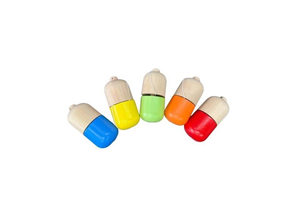 Kendama Pill din Lemn, multicolor, 14 cm