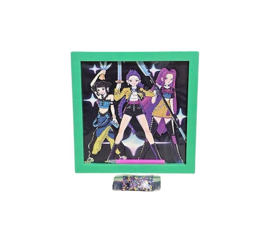 Kit de pictura cu diamant, K Pop Demon Hunters, 5D, 19 cm, multicolor, 5 ani+