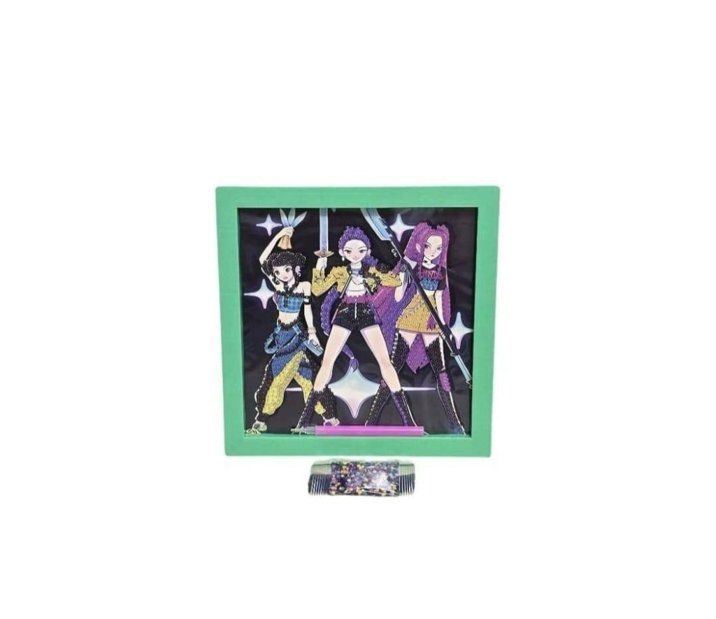 Kit de pictura cu diamant, K Pop Demon Hunters, 5D, 19 cm, multicolor, 5 ani+
