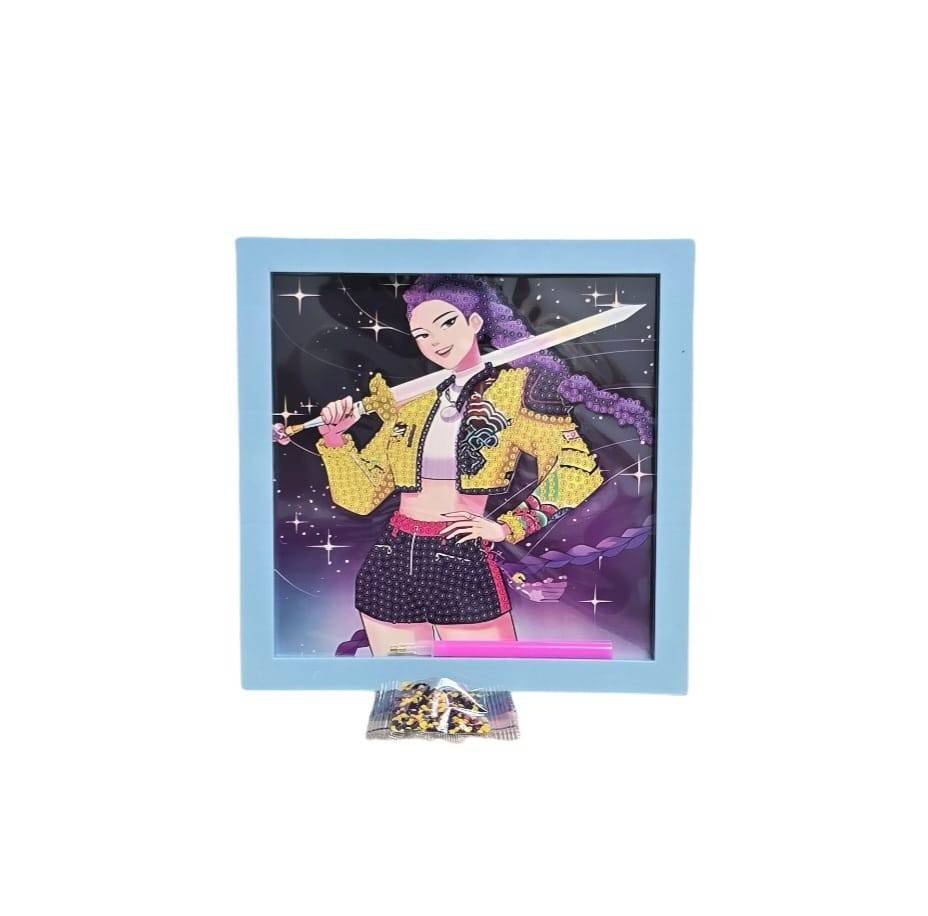 Kit de pictura cu diamant, K Pop Demon Hunters, 5D, 19 x 19 cm, multicolor, 5 ani+
