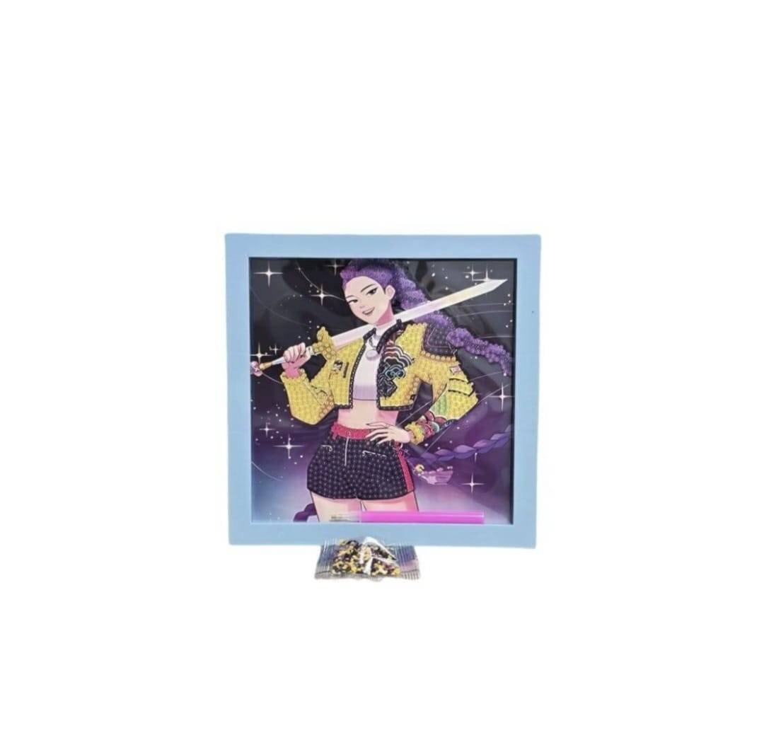 Kit de pictura cu diamant, K Pop Demon Hunters, 5D, 19 x 19 cm, multicolor, 5 ani+