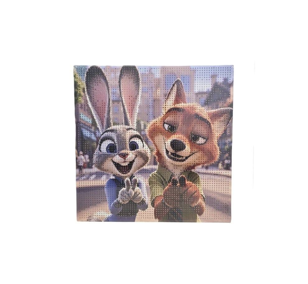 Kit de pictura cu diamant, Nick si Judy, Zootopia, 5D, 30 cm, multicolor, 5 ani+