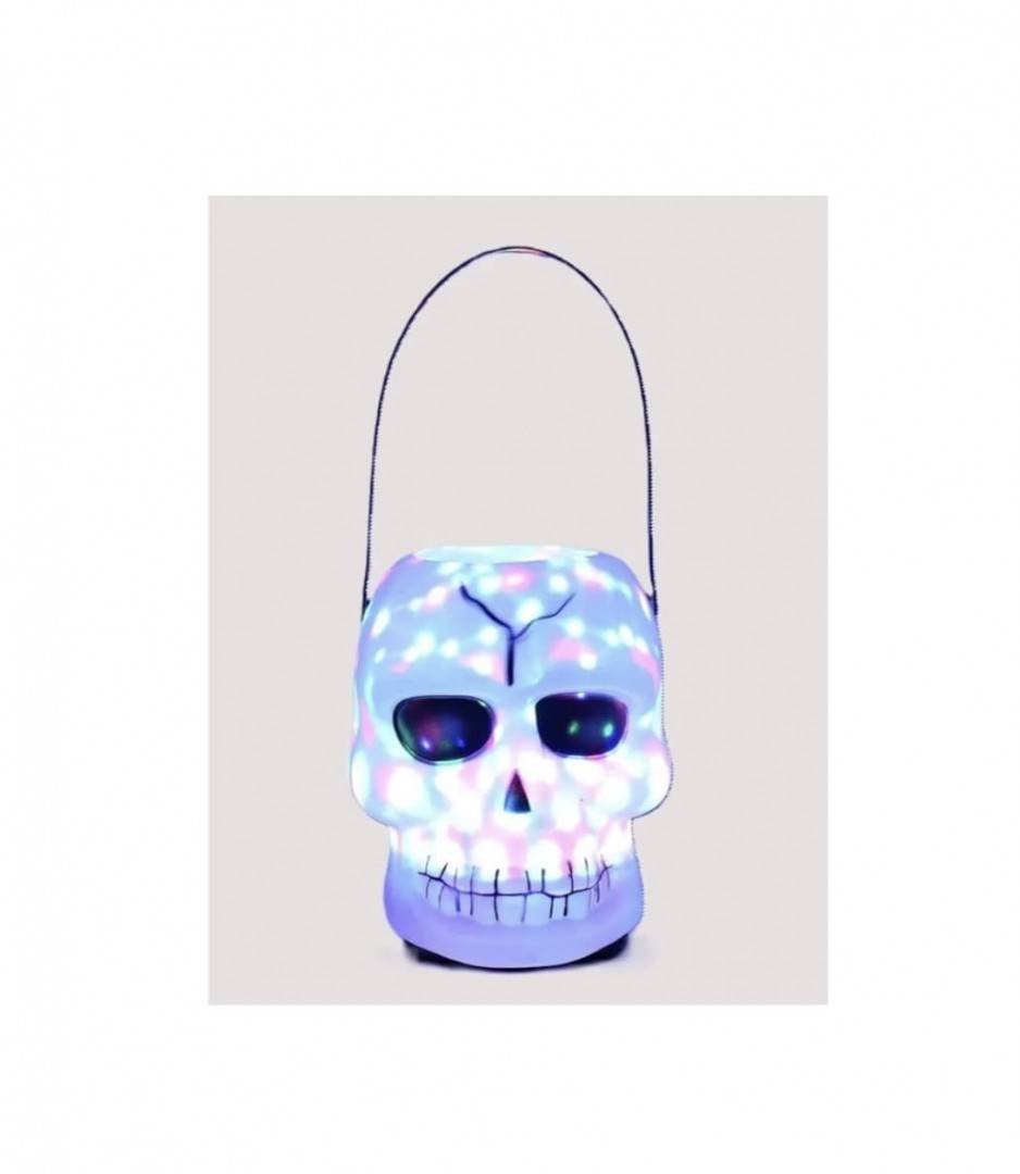 Lampa decorativa, Model Schelet, Halloween, sunete si lumini, 19 cm