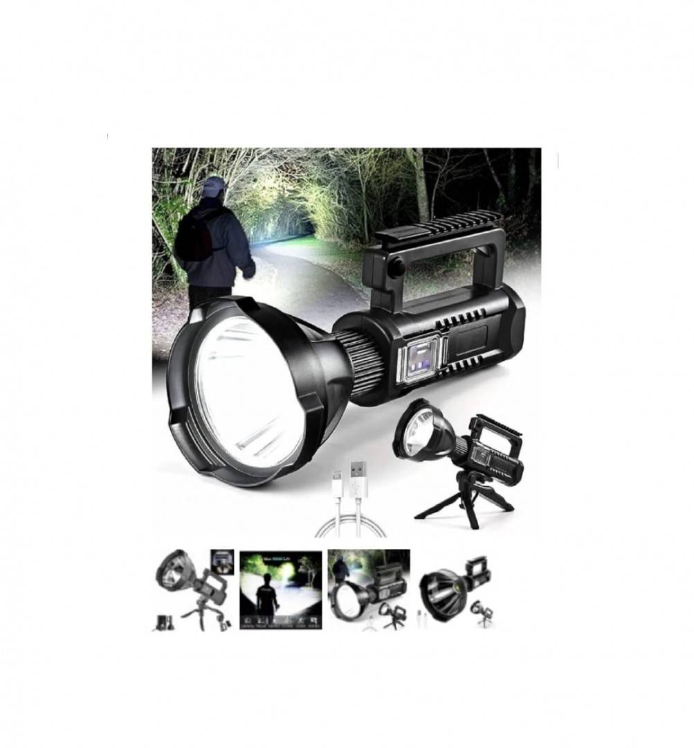 Lanterna profesionala cu incarcare telefon, usb, led, 1200 lumeni, impermeabila si rezistenta, negru