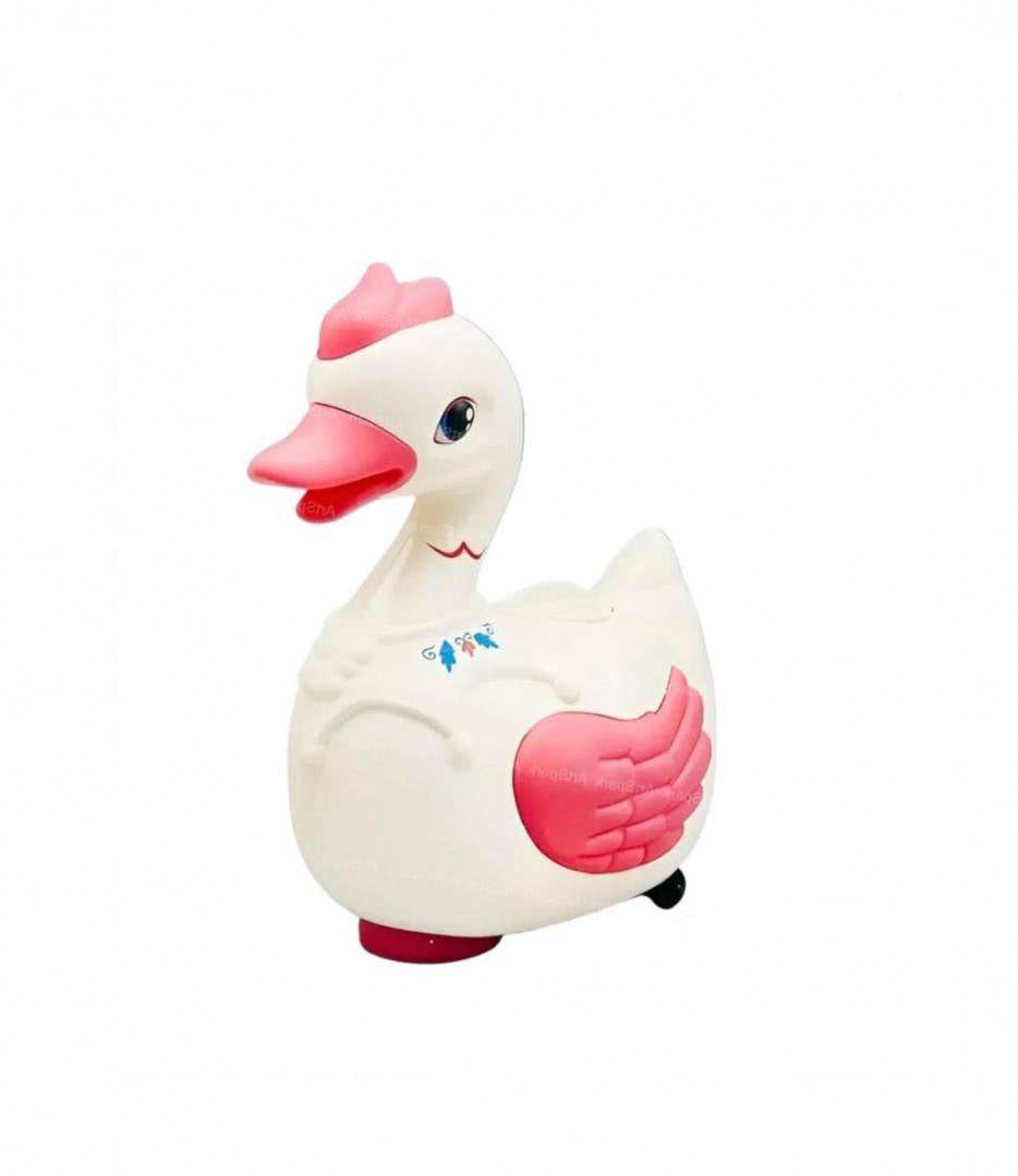 Lebada muzicala care face ouă, MASHASHOP, alb/roz, 18 cm