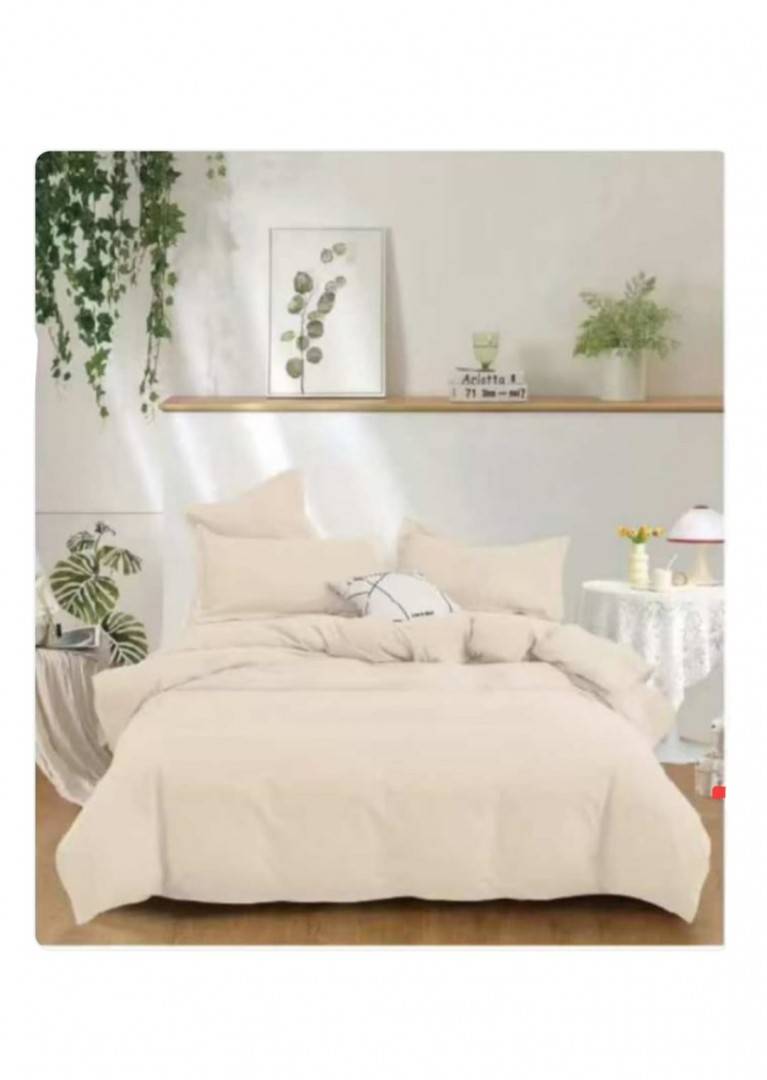 Lenjerie De Pat, 200X230, 6 Piese, Bumbac Finet, Respirabile, Usoare, Moi, Cu Fermoar Si 2 Fete De Perna 50×70 cm, crem desch