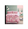 Lenjerie de pat, 6 piese, din bumbac satinat, cearsaf elastic, cu model imprimat, 220x230, mov multicolor