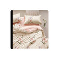 Lenjerie de pat, 6 piese, din bumbac satinat, cearsaf elastic, cu model imprimat, 220x230, roz