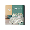 Lenjerie de pat, 6 piese, din bumbac satinat, cearsaf elastic, cu model imprimat, 220x230, verde multicolor
