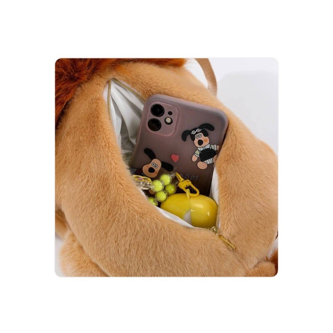 Leu de plus, realist, tip rucsac, maro, 47 cm