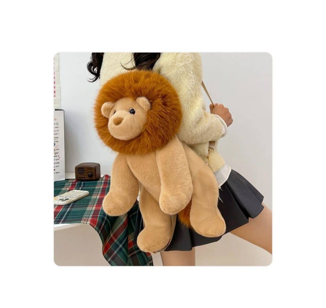 Leu de plus, realist, tip rucsac, maro, 47 cm