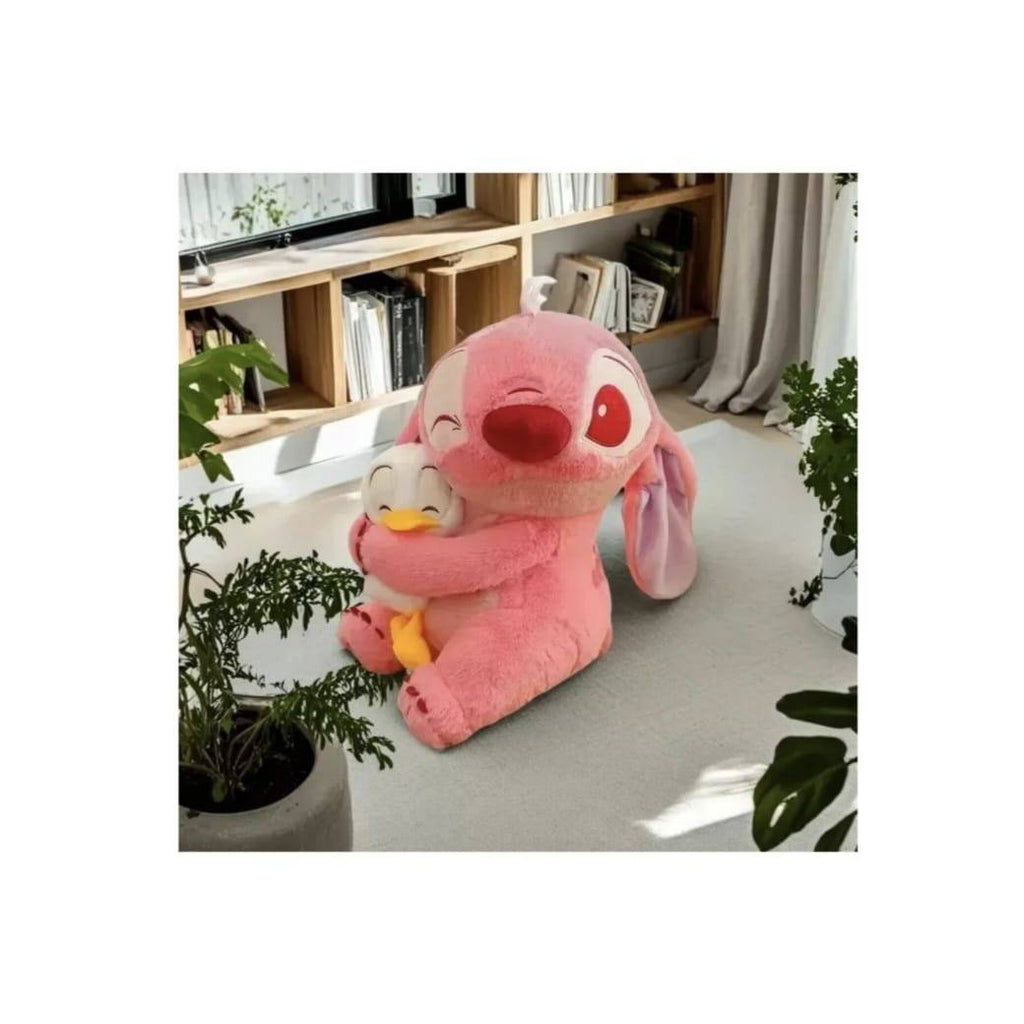 Lilo Stitch de plus, cu ratusca, roz/multicolor, 28 cm