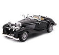 Macheta Bburago Mercedes Benz 500k Roadster, usi mobile, sunet, lumini, scara 1:28, negru, 16 cm