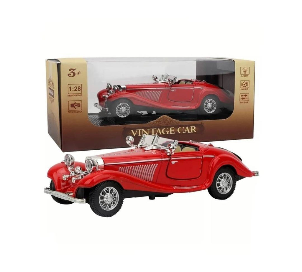 Macheta Bburago Mercedes Benz 500k Roadster, usi mobile, sunet, lumini, scara 1:28, rosu, 16 cm