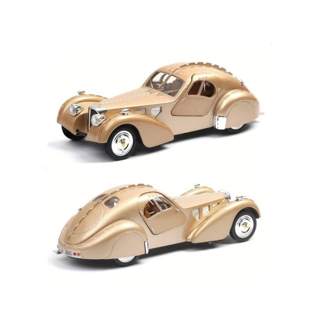 Macheta Bugatti SC57 Atlantic, usi mobile, sunet, lumini, scara 1:28, auriu, 16 cm