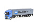 Macheta mecanica,Tir Mercedes Actros, container, leduri si sunete, scala 1/36, albastru/gri, 30.5 cm