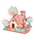 Macheta Puzzle 3D Lemn, Casa Americana, roz, 31 piese