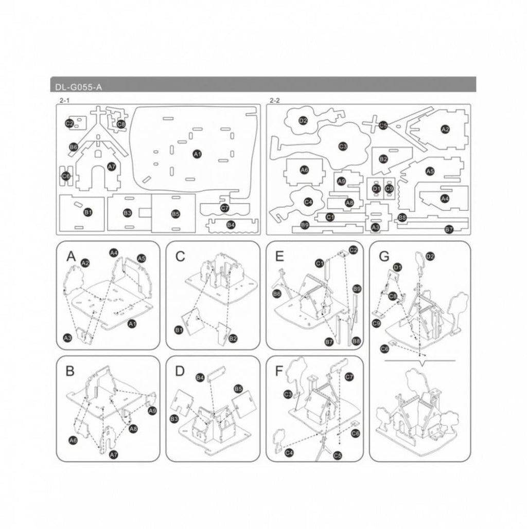 Macheta Puzzle 3D Lemn, Casa Americana, roz, 31 piese