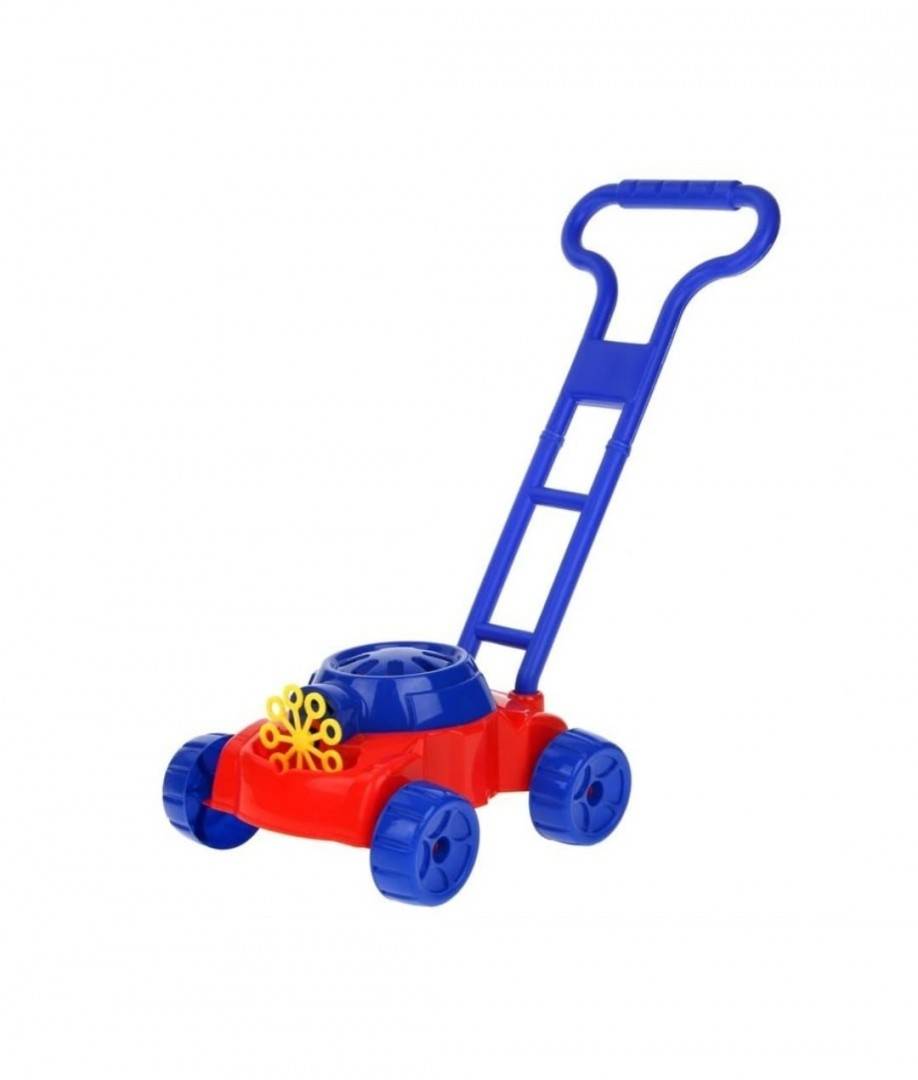 Mașină de Tuns Iarbă pentru copii, cu Bule de săpun, albastru/rosu, 50 cm