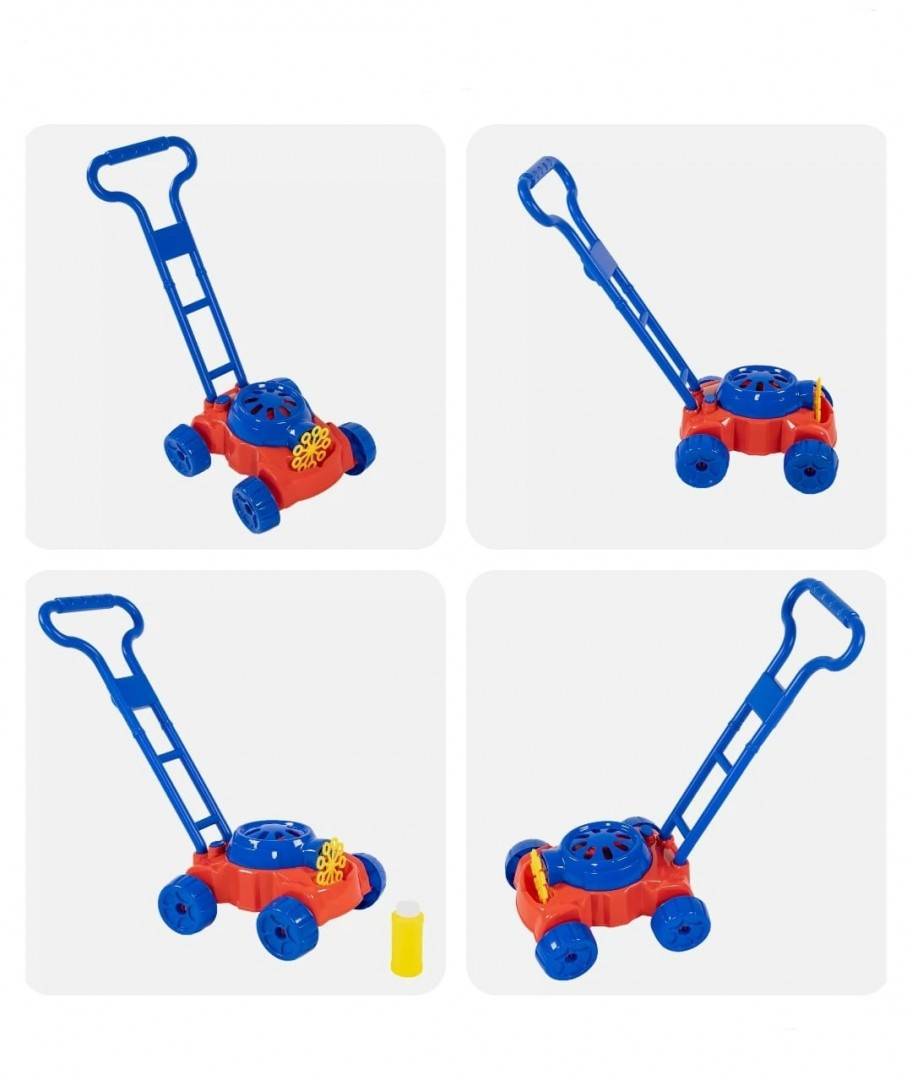 Mașină de Tuns Iarbă pentru copii, cu Bule de săpun, albastru/rosu, 50 cm