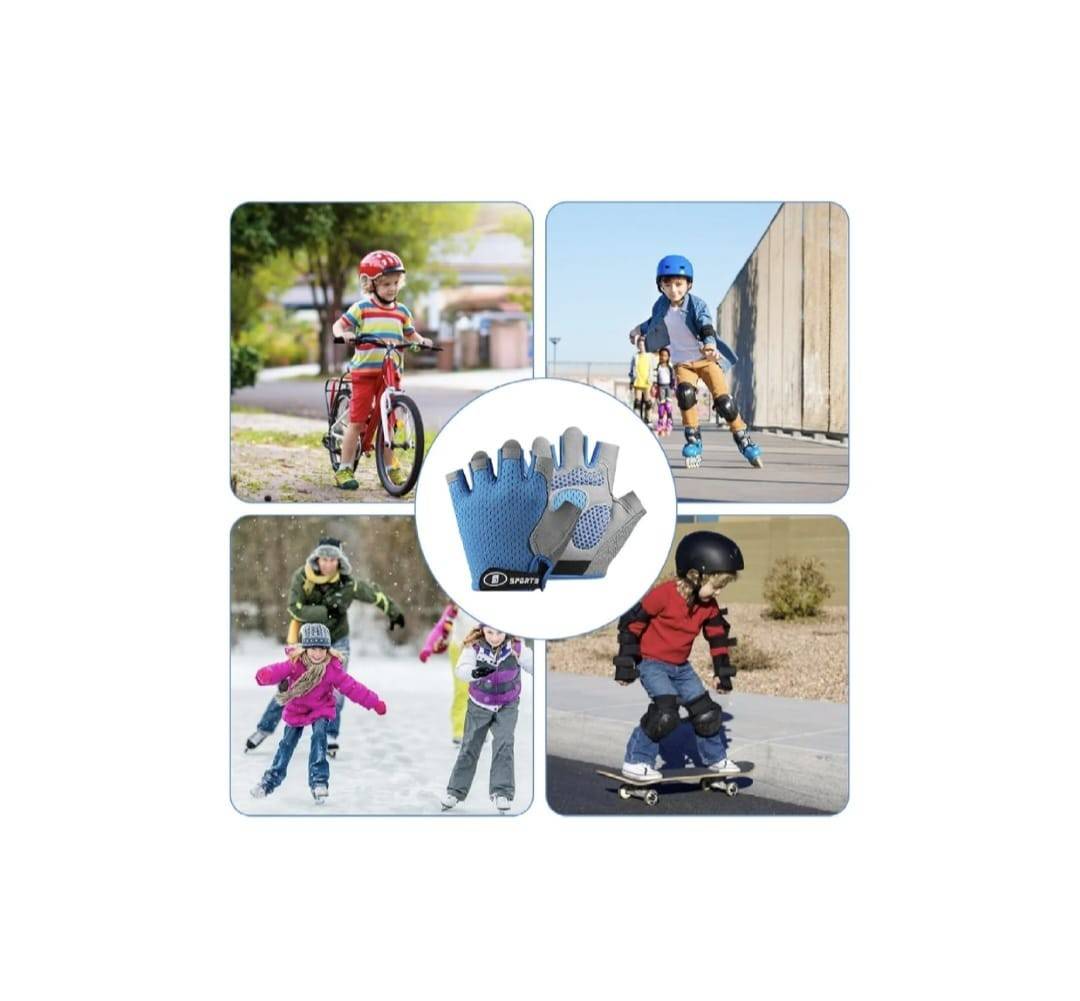 Manusi fara degete copii, pentru bicicleta, antiderapante, multicolor, 7 ani +