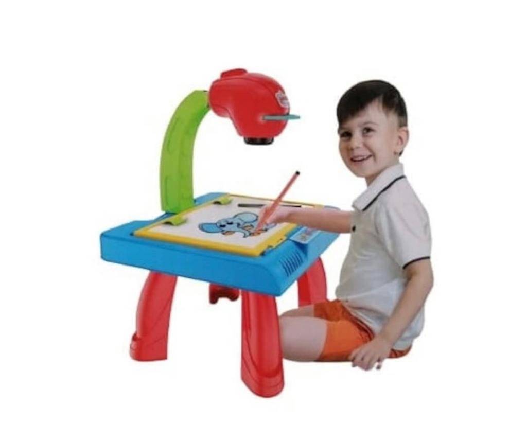 Masa 4 in 1 cu tabla de desen si proiector, multicolor