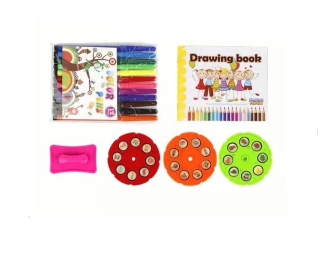 Masa 4 in 1 cu tabla de desen si proiector, multicolor