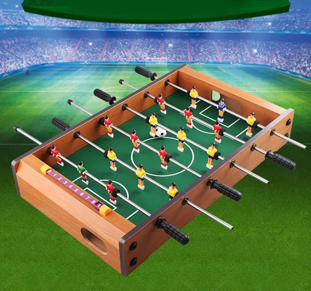 Masa de fotbal din lemn, manere speciale metalice pentru controlul jucatorilor, multicolor, 48 cm x 25 cm